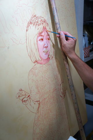 肖像画教室制作風景